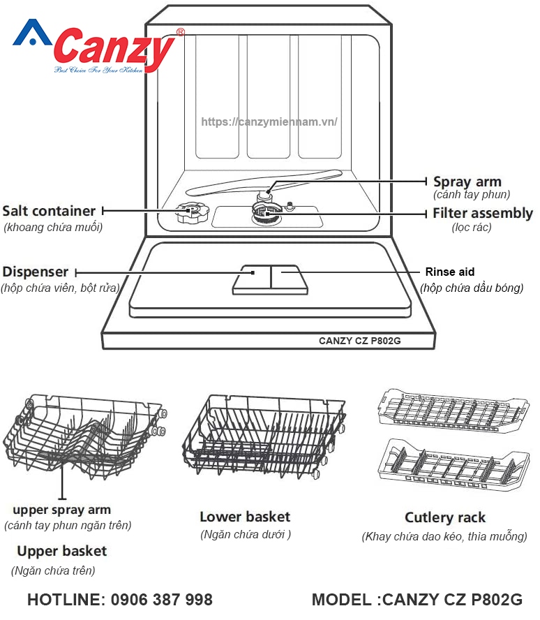 may rua chen 8 bo CANZY CZ P802G_canzy